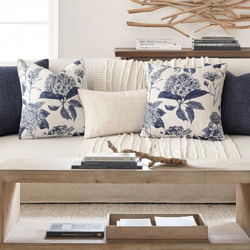 Set of 2 Linen Floral Vintage Throw Pillow Covers Neutral Accent Print Decorative Cozy Cushion Covers Farmhouse Boho Home Decor for Sofa Chair Couch Bed Living Room
