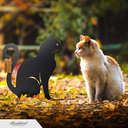 I 3 Pack Steel Cat Garden Decor I Outdoor Yard Decorations I Gift for Cat Lovers I Lawn Ornaments and Statues I Garden Signs Decorative Outdoor (3 Count)