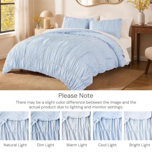 Blue Gingham Twin XL Comforter Set