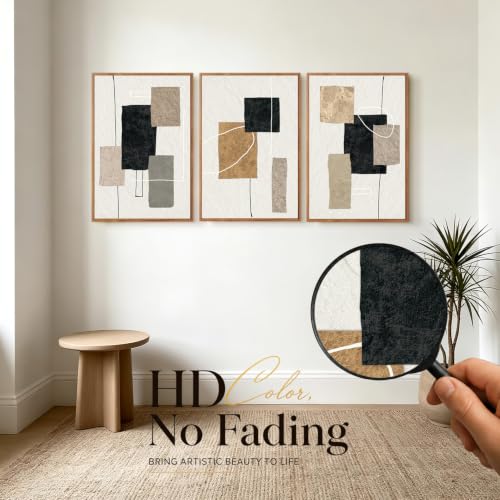 KAlRNE Beige Wall Decor Minimalist Block Lines Art Prints Set (3 Count)