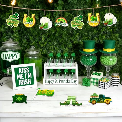 80PCS Wooden St. Patrick's Day Ornaments to Paint Shamrock Cutout Decorations (80 Count)