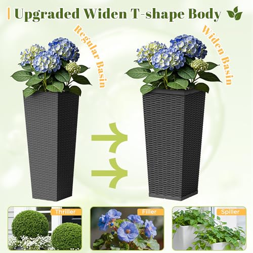 30" Front Porch Resin Rattan Tall Planters 2 Pack (2 Count)