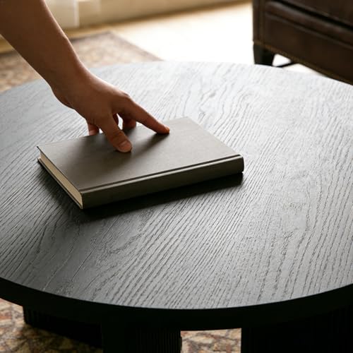 35" Wooden Round Coffee Table