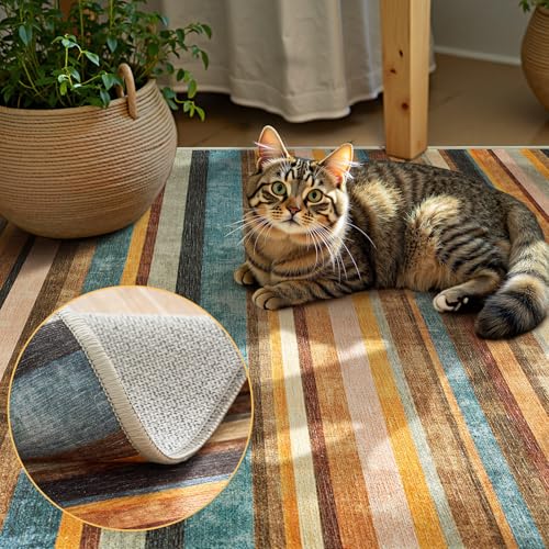 5x7 Area Rug Modern Striped Rug Washable Living Room Rug (35 Sq Ft)