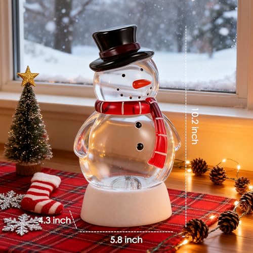 Christmas Snow Globe Snowman Lighted Musical Glitter Globe Battery Operated or USB Powered with Timer Water Glittering Snowing Globe for Christmas Party Home Table Decorations Gifts