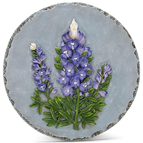 NAT & Jules Floral Colorful Dimensional Indoor Outdoor 12 inch Round Cast Resin Decorative Garden Stepping Stone