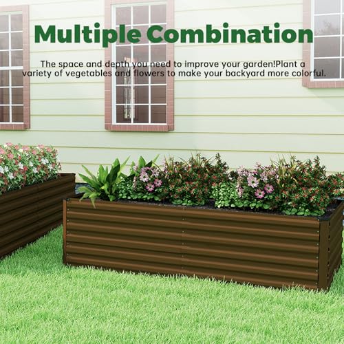 8x4x3ft Outdoor Metal Raised Garden Bed