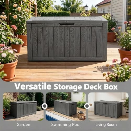 120 Gallon Waterproof Large Resin Deck Box