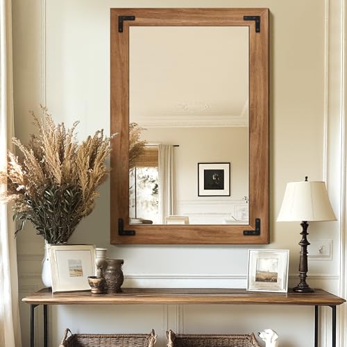 Wood Framed Bathroom Vanity Mirror for Wall
