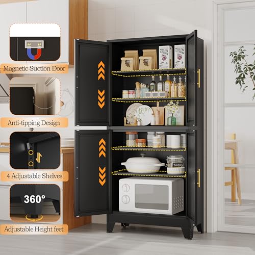 75.2" Tall Metal Pantry Cabinet