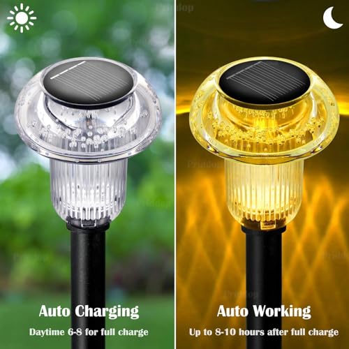 8 Pack Solar Garden Lights Outdoor Waterproof 3000K Warm White LED (8 Count)