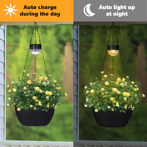 2 Pack Solar Hanging Planters for Plants Outdoor (2 Count)