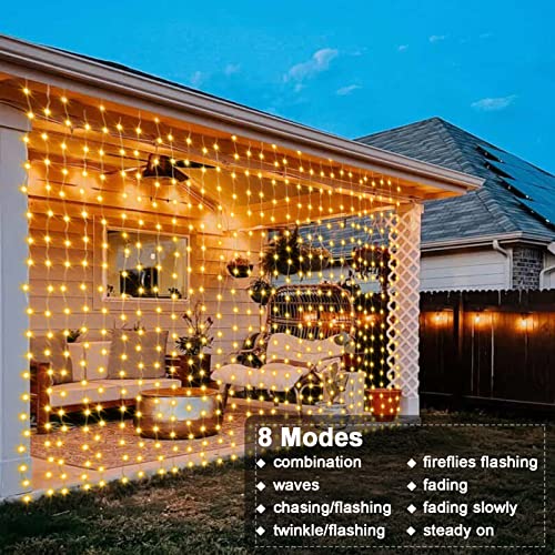 Curtain Lights Battery Operated 6.6×6.6ft with Remote Timer
