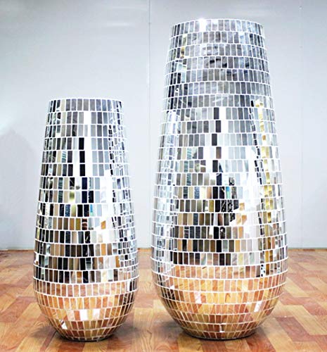 REDODEDO Real Glass Silver Mirrors Mosaic Tiles Sticker for Craft Square Glass Tiles Self Adhesive