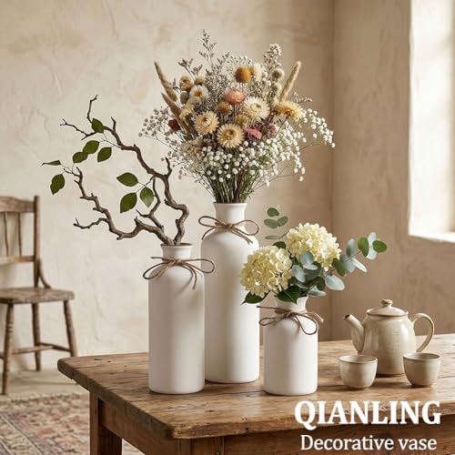 White Ceramic Vase Set (3 Count)