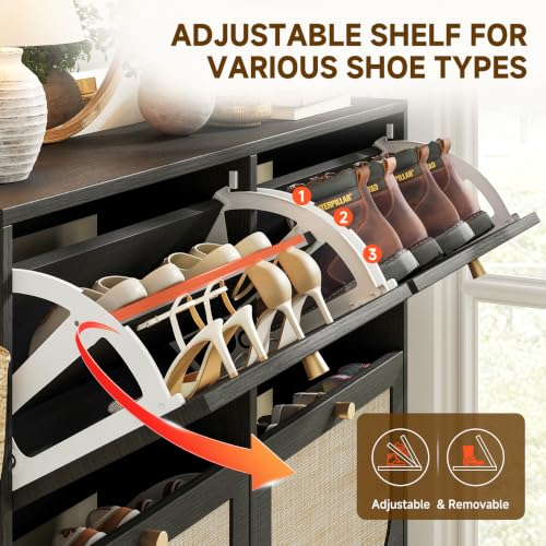 Shoe Cabinet for Entryway with 4 Flip Drawers