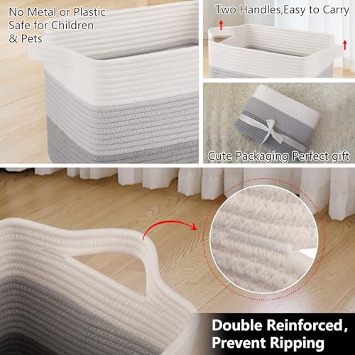 Cotton Rope Storage Baskets for Organizing Gradient Gray 3