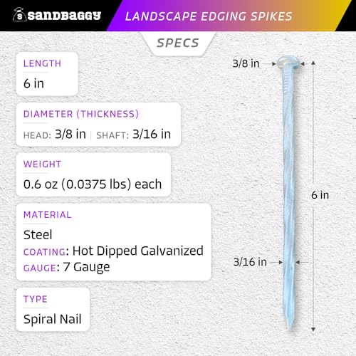 6 Inch Galvanized Landscape Edging Spikes