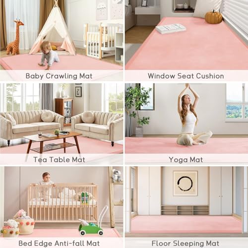 Baby Play Mat for Floor Nursery Rug Muscle Mat Area Rug Playroom Rug 71"x79" Playpen Mat Elastic Foam 1.3" Thick Crawling Mat for Babies