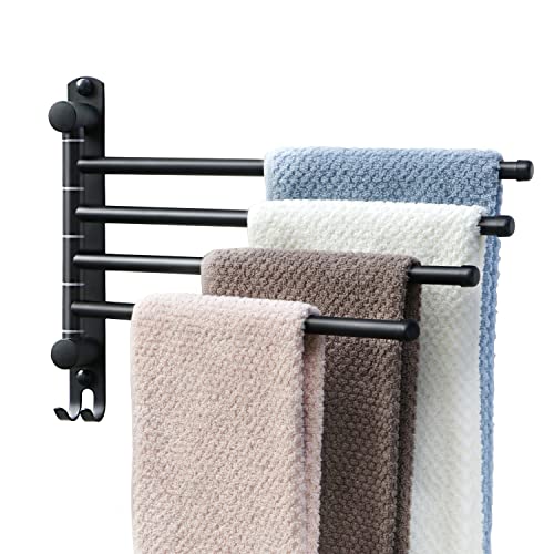 Black Towel Rack JSVER Swivel Towel Rack Wall Mounted