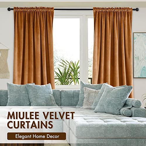 Gold Brown Blackout Velvet Curtains Drapes 96 Inch Long 52"x96" (2 Count)