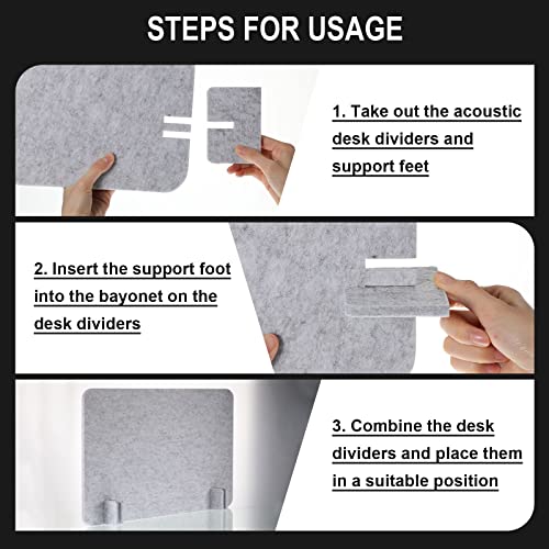4 Pcs Acoustic Desk Divider Desk Partition for Students 16 x 24 Inch Table Freestanding Privacy Panel Visual Distraction and Noise Reducing for School Classroom Teacher Office