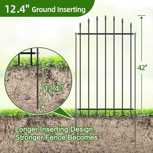 42” x 12’ No Dig Metal Garden Fence with Stakes (252 Sq Ft)
