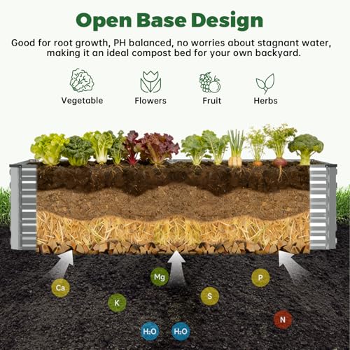 8x4x2ft Outdoor Metal Raised Garden Bed