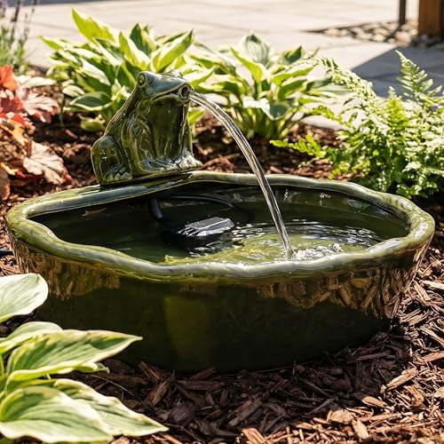 Sunnydaze 7" Ceramic Solar Powered Garden Water Fountain