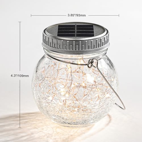 2 Pack Crackle Glass Solar Lantern with 30 LED Firefly Lights (2 Count)