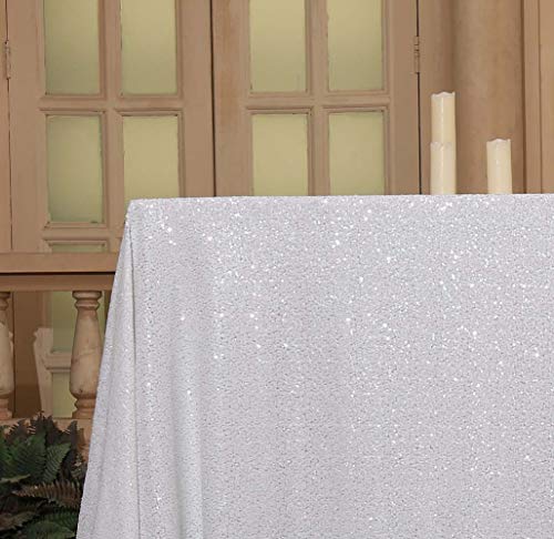 Sequin Tablecloth 60x102 Inch White for Wedding Party