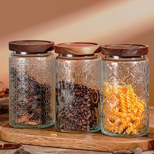 Vintage Glass Jars with Wooden Lids