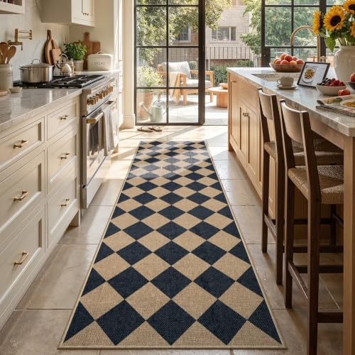 Checkered Hallways Runner Rug Non Slip