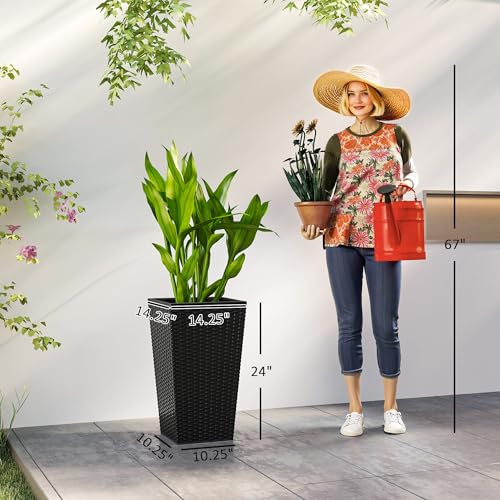 24 in Taper Tall Planters for Outdoor Plants Set of 3 (3 Count)