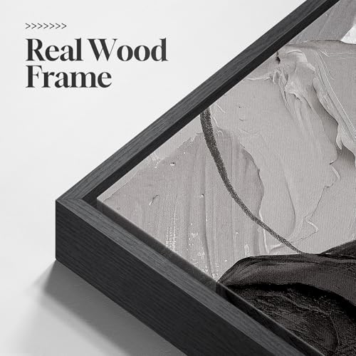 Large Framed Black and White Abstract Wall Art for Living Room (3 Count)