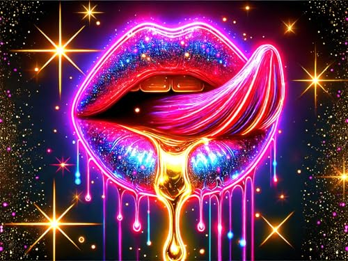 Blacklight Tapestry Lips Glitter Bedroom Decor 78 x 59 Inch
