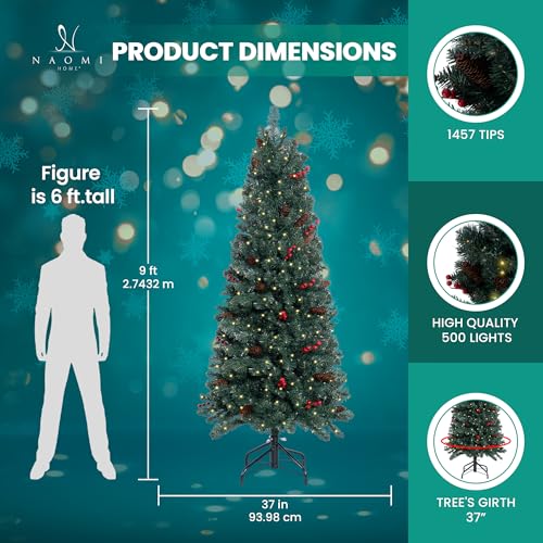 Belen 9ft Pencil Christmas Tree Prelit pre
