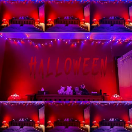 75.8FT 200 LED Linkable Orange and Purple Halloween Lights Indoor Outdoor