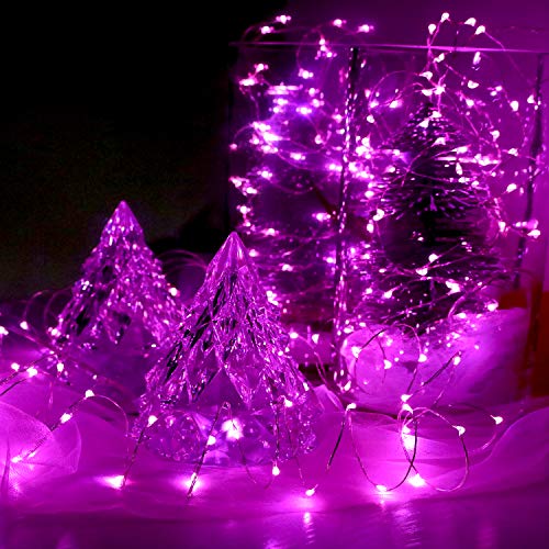 6 Pack Fairy Lights Battery Operated 10ft Silver Wire 30LEDs Pink (6 Count)