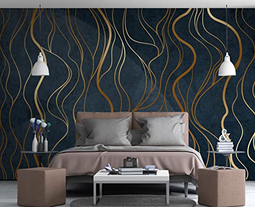 Simple Golden Lines wall Mural Wallpaper for Bedroom 137" x 100" (95.12 Sq Ft)