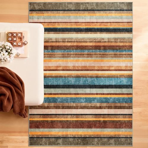 5x7 Area Rug Modern Striped Rug Washable Living Room Rug (35 Sq Ft)