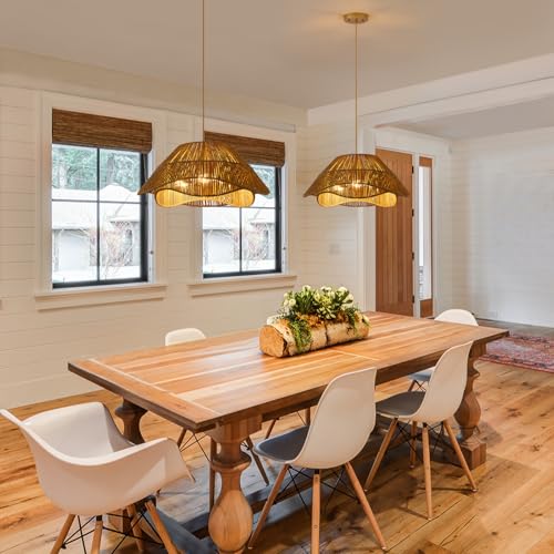 19.68" Large Gold Rattan Pendant Light