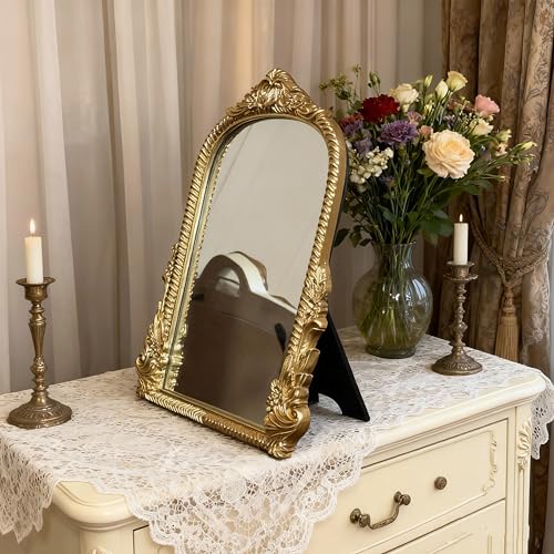 Vintage Carved Resin Desk Mirror