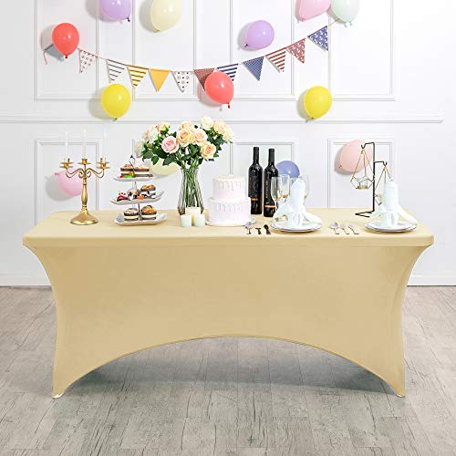 Spandex Table Cover for 4FT or 6ft or 8ft Table Universal Fitted Stretch Tablecloth for Party