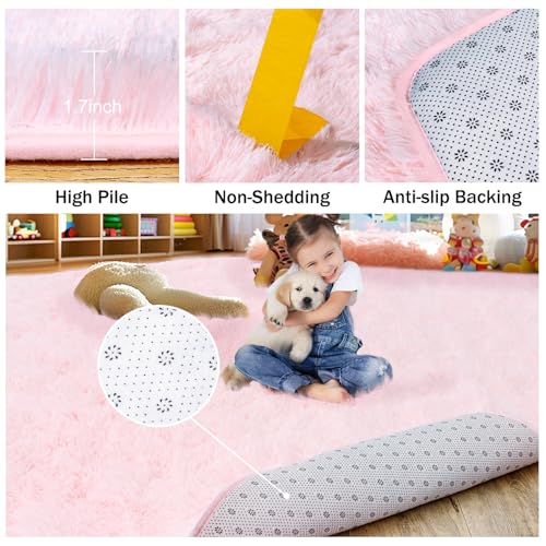 Pink Super Soft Rug for Girls Bedroom 2x3 Feet