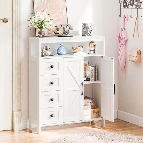 Farmhouse Storage Cabinet with 2 Doors and 4 Drawers