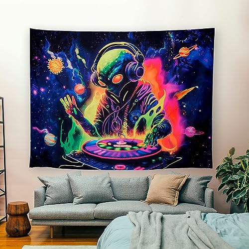 Blacklight Alien Tapestry 59"x51" Alien DJing