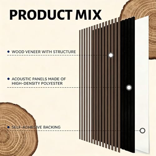 AKK Star Wood Slat Acoustic Panels (4 Count)