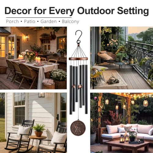 34" Elephant Wind Chimes for Outside