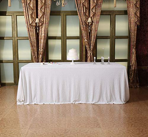 Sequin Tablecloth 60x102 Inch White for Wedding Party
